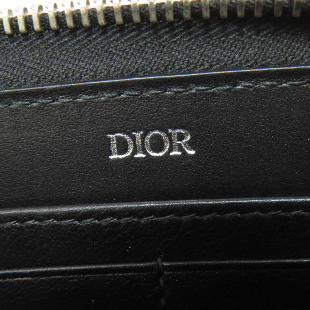 Christian Dior Long Wallet Purse Calfskin black Oblique Galaxy mens Used Authentic