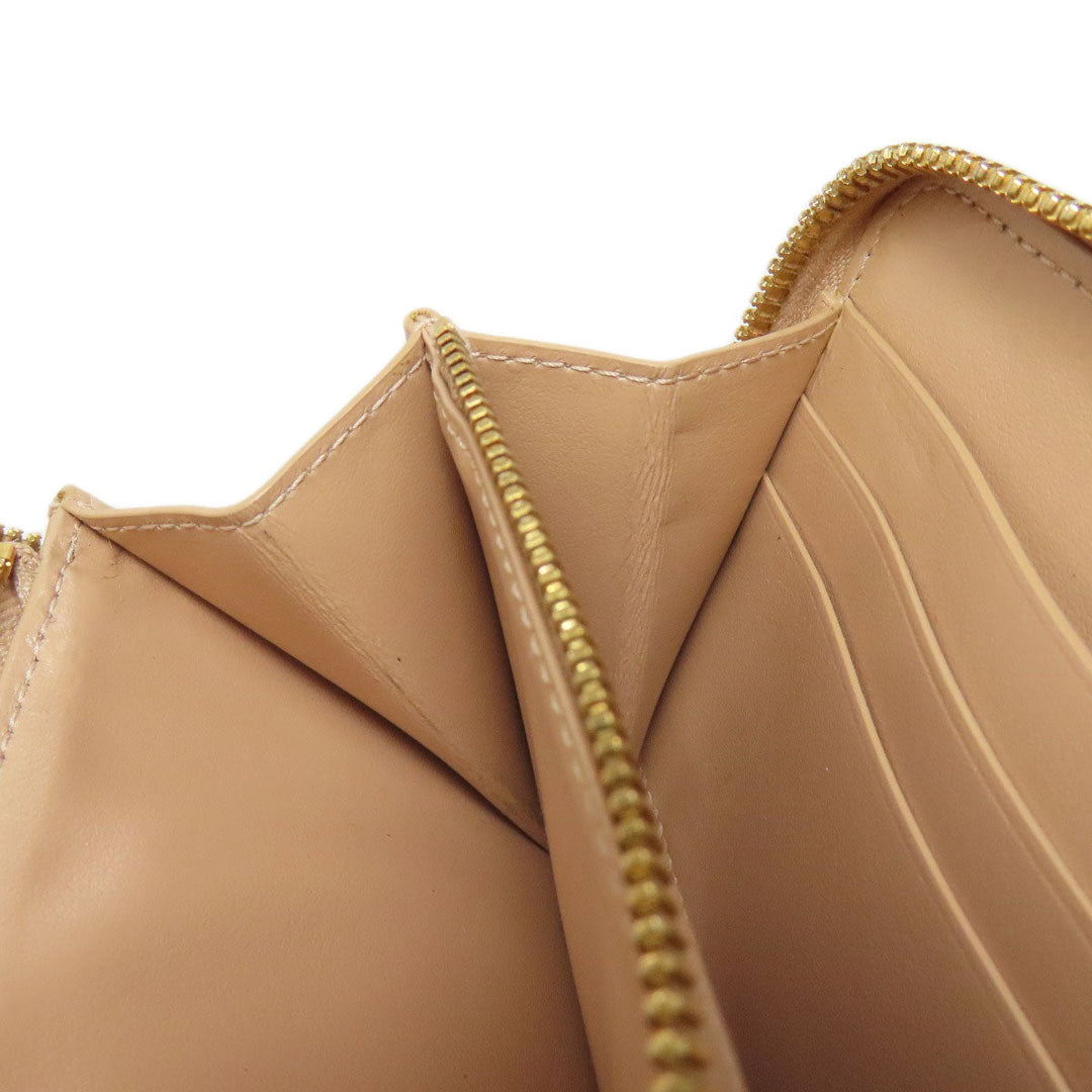 BOTTEGAVENETA Long Wallet Purse leather beige INTRECCIATO Women Used Authentic