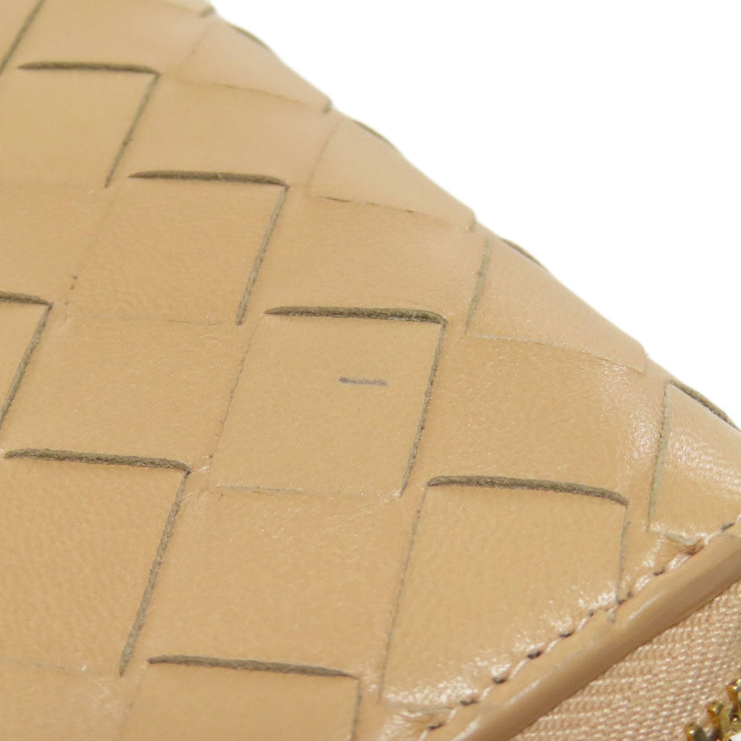 BOTTEGAVENETA Long Wallet Purse leather beige INTRECCIATO Women Used Authentic