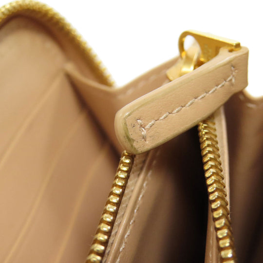 BOTTEGAVENETA Long Wallet Purse leather beige INTRECCIATO Women Used Authentic