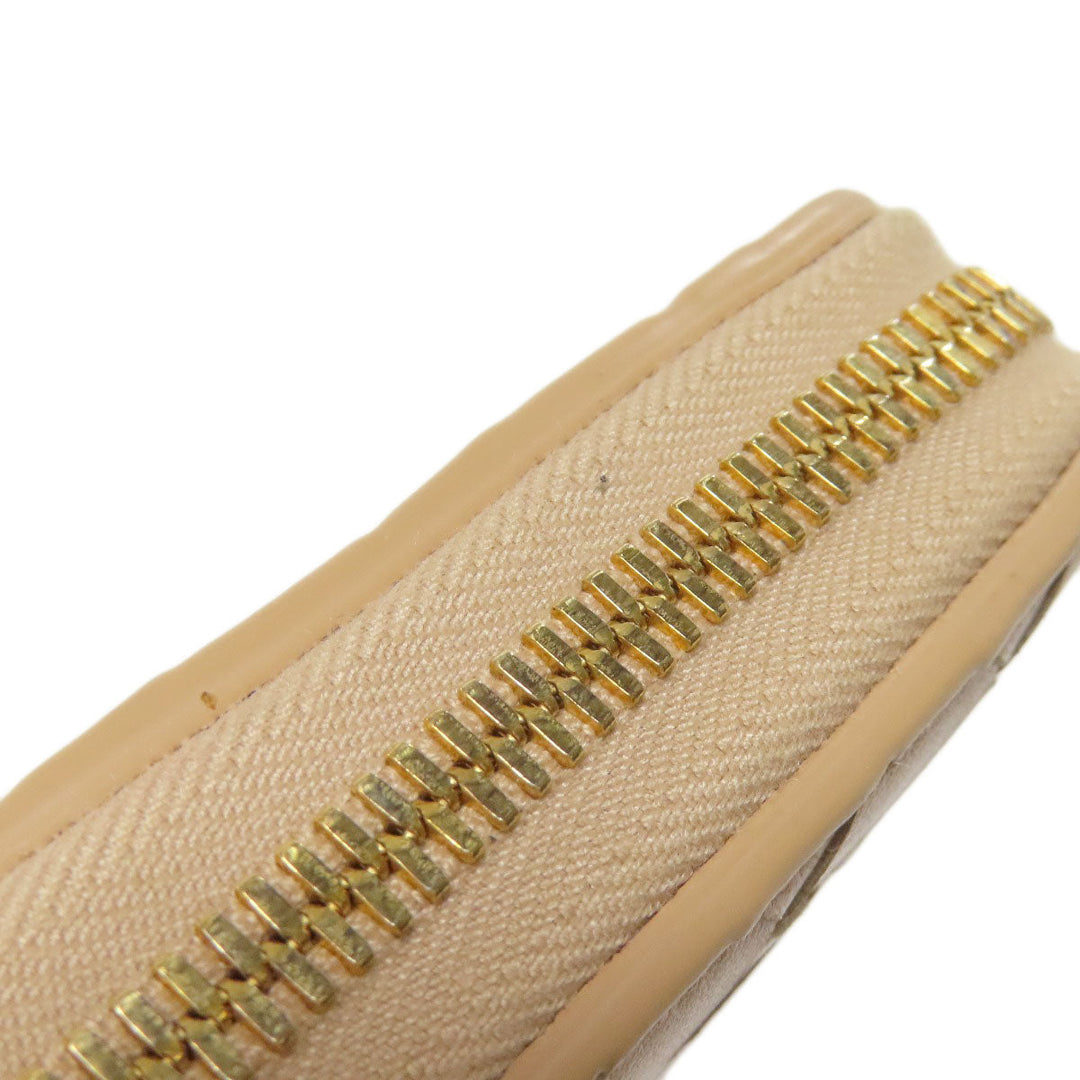 BOTTEGAVENETA Long Wallet Purse leather beige INTRECCIATO Women Used Authentic