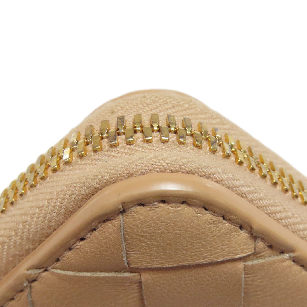 BOTTEGAVENETA Long Wallet Purse leather beige INTRECCIATO Women Used Authentic