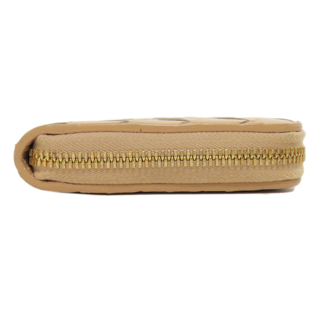 BOTTEGAVENETA Long Wallet Purse leather beige INTRECCIATO Women Used Authentic