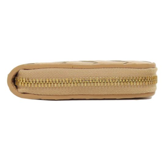 BOTTEGAVENETA Long Wallet Purse leather beige INTRECCIATO Women Used Authentic