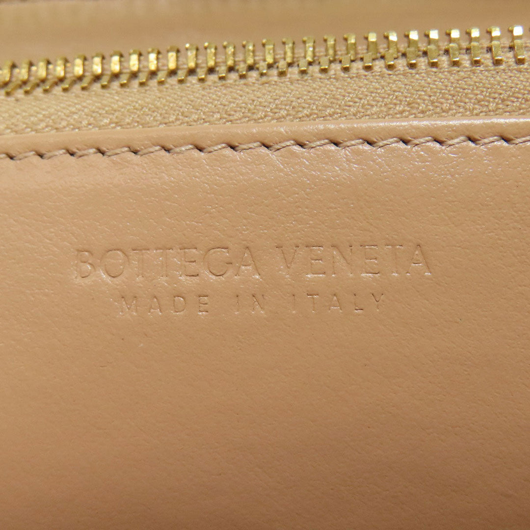 BOTTEGAVENETA Long Wallet Purse leather beige INTRECCIATO Women Used Authentic
