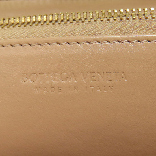 BOTTEGAVENETA Long Wallet Purse leather beige INTRECCIATO Women Used Authentic