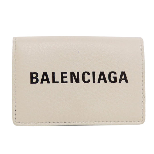 BALENCIAGA Bifold Wallet 516402 leather white logo Tri-fold Wallet