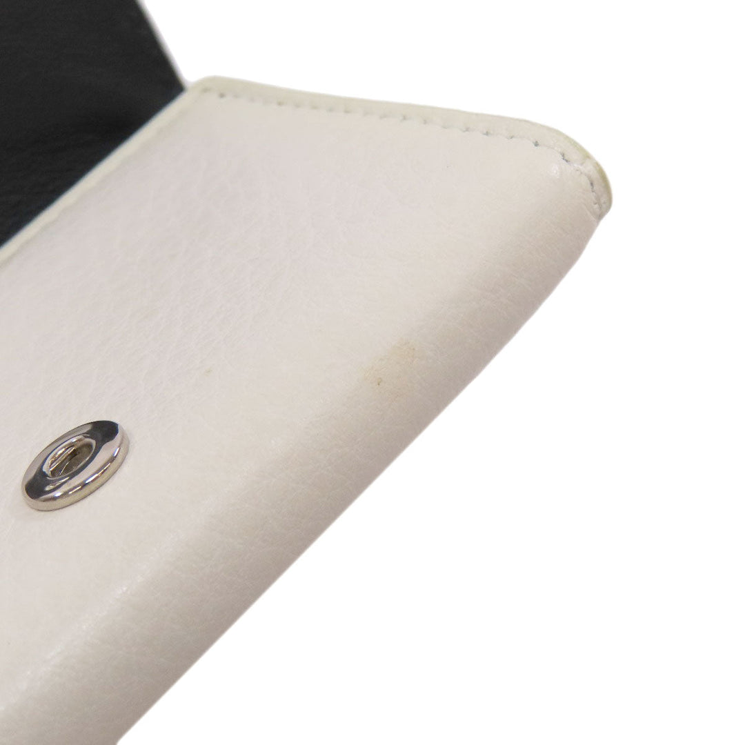 BALENCIAGA Bifold Wallet 516402 leather white logo Tri-fold Wallet