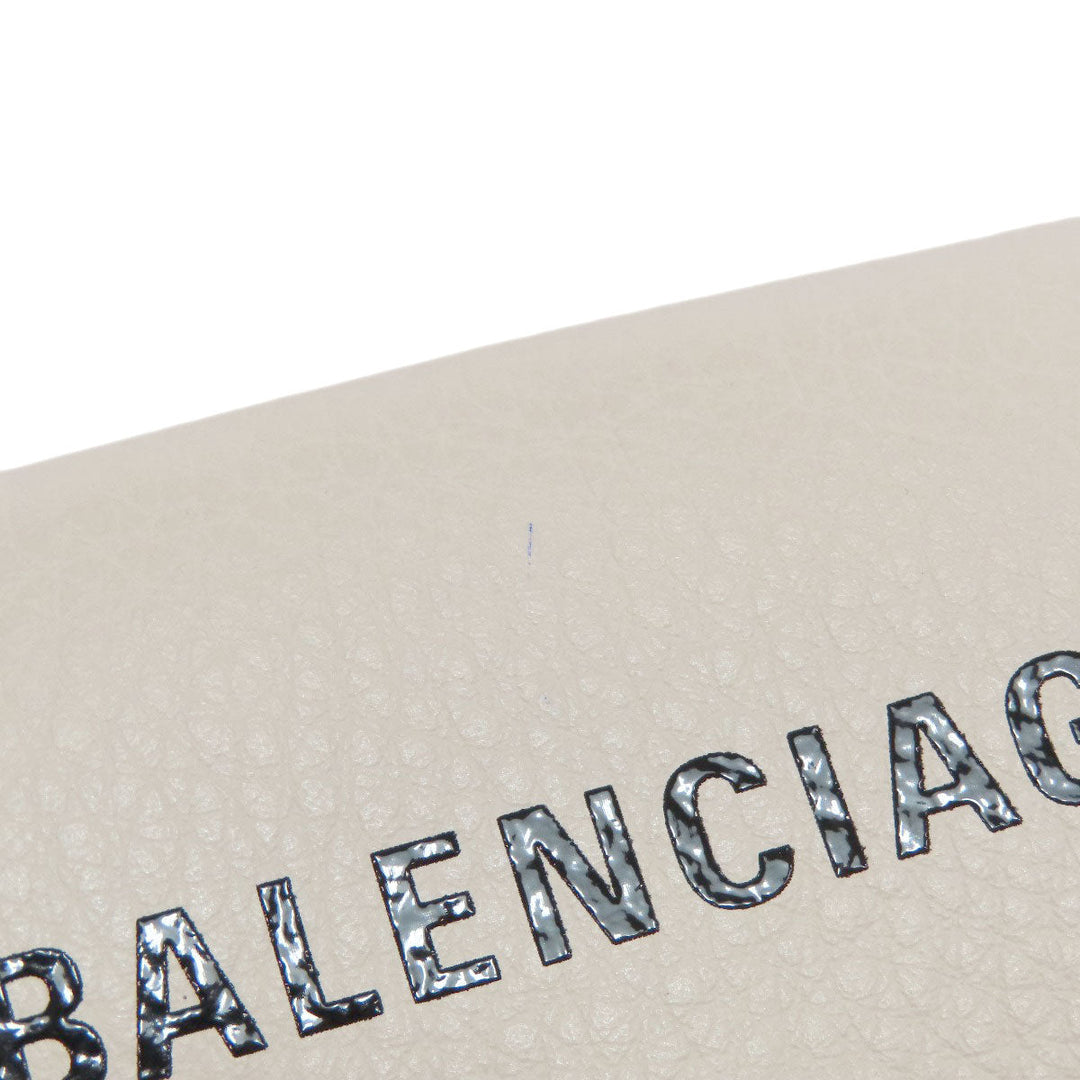 BALENCIAGA Bifold Wallet 516402 leather white logo Tri-fold Wallet