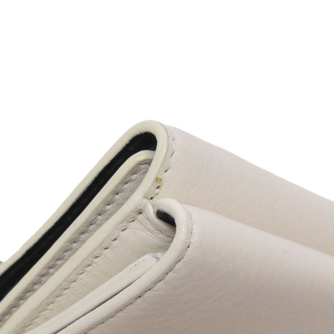 BALENCIAGA Bifold Wallet 516402 leather white logo Tri-fold Wallet