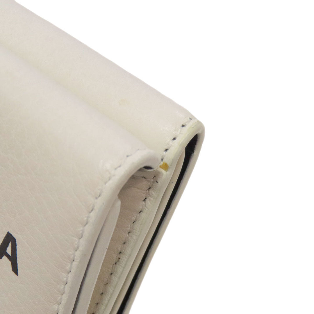 BALENCIAGA Bifold Wallet 516402 leather white logo Tri-fold Wallet