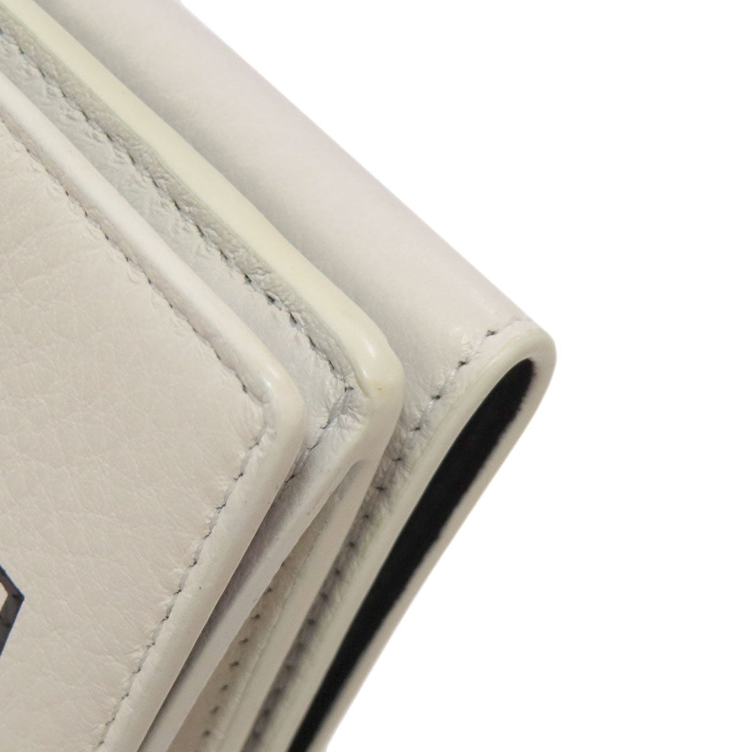 BALENCIAGA Bifold Wallet 516402 leather white logo Tri-fold Wallet