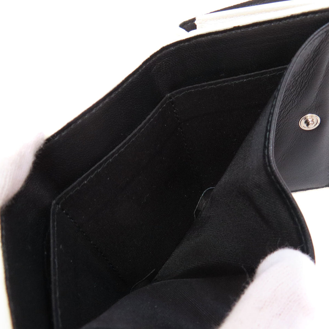BALENCIAGA Bifold Wallet 516402 leather white logo Tri-fold Wallet