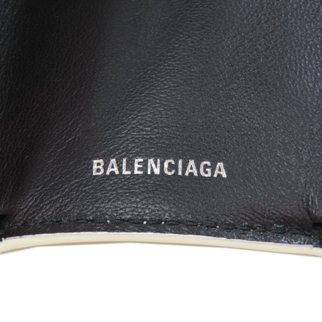 BALENCIAGA Bifold Wallet 516402 leather white logo Tri-fold Wallet