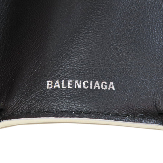 BALENCIAGA Bifold Wallet 516402 leather white logo Tri-fold Wallet
