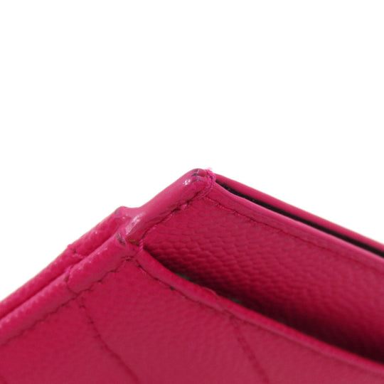 YVES SAINT LAURENT Card Case leather pink logo Women Used Authentic