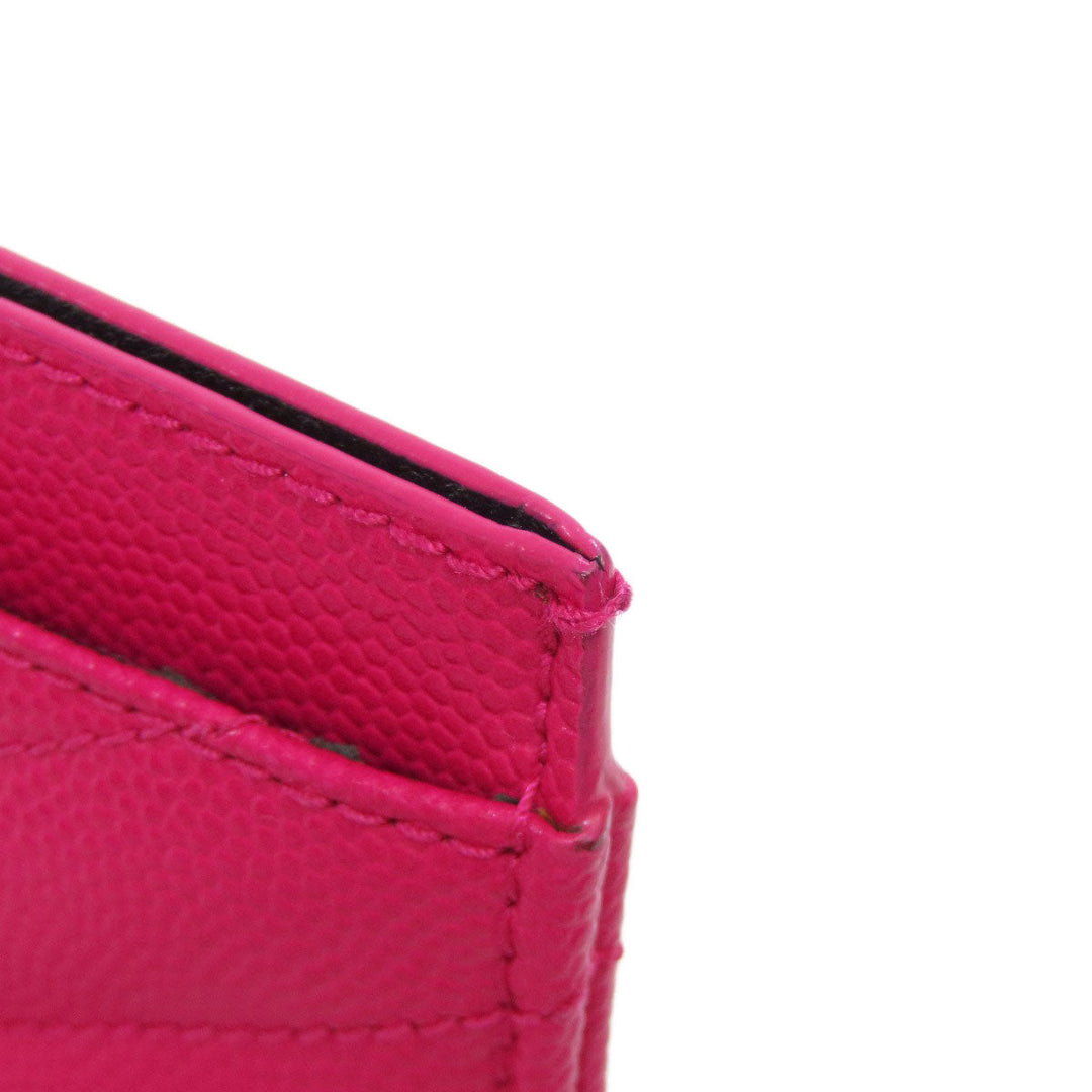 YVES SAINT LAURENT Card Case leather pink logo Women Used Authentic