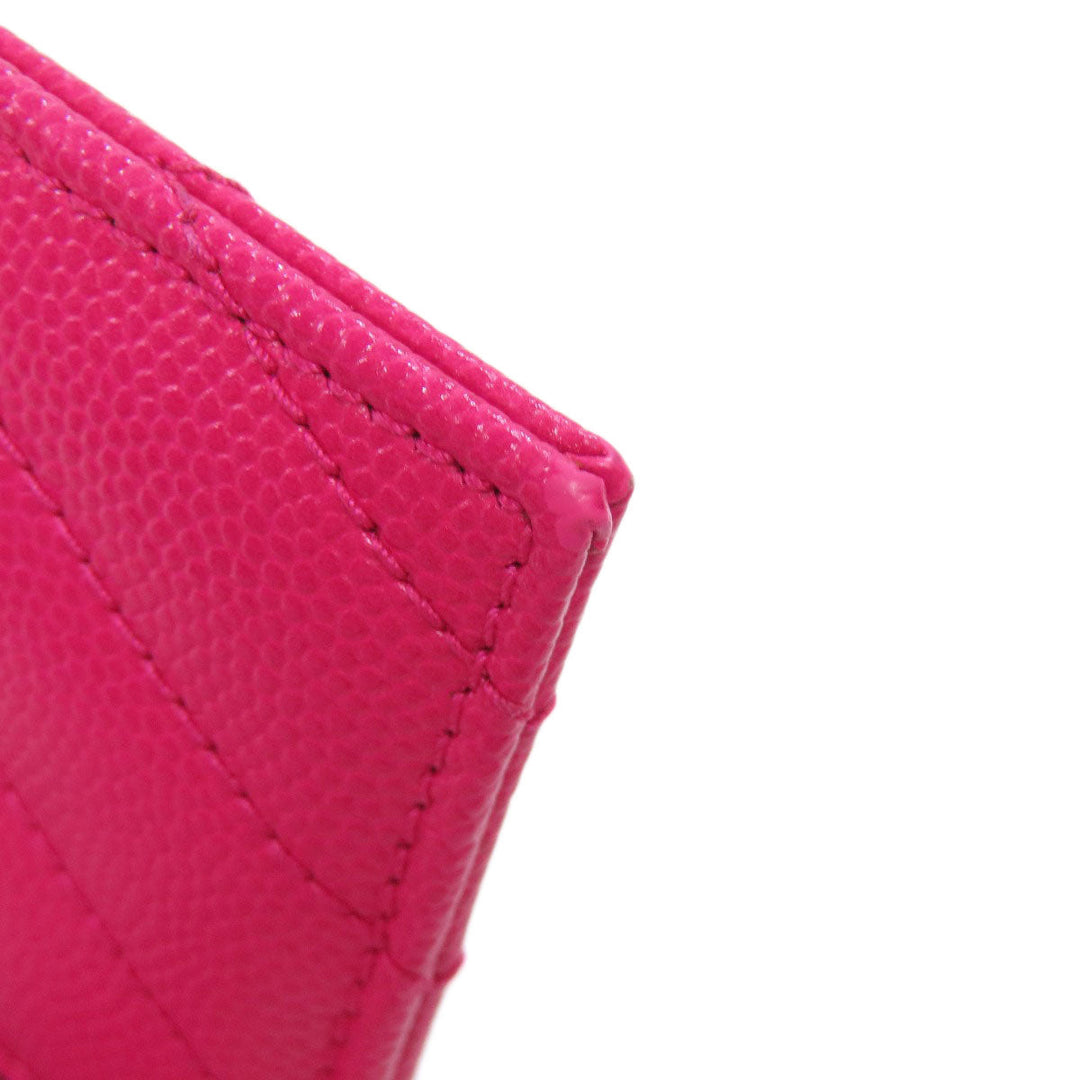 YVES SAINT LAURENT Card Case leather pink logo Women Used Authentic