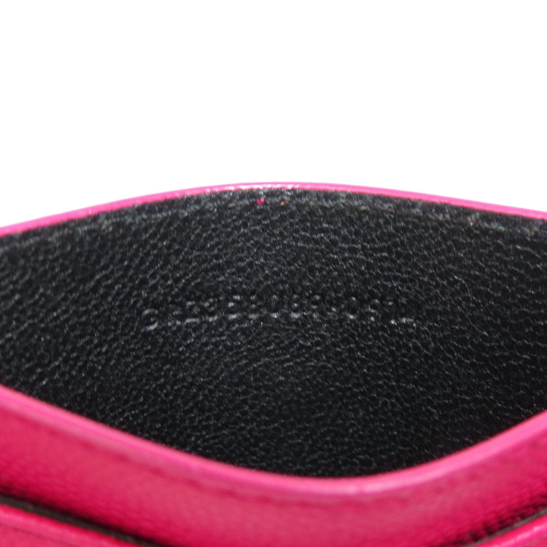 YVES SAINT LAURENT Card Case leather pink logo Women Used Authentic