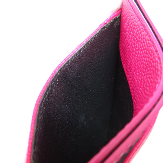 YVES SAINT LAURENT Card Case leather pink logo Women Used Authentic