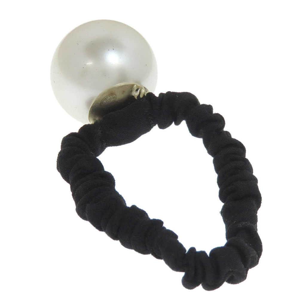 CHANEL Hair rubber Fake Pearl , Rubber , white COCO Mark Big Fake Pearl Women Used Authentic