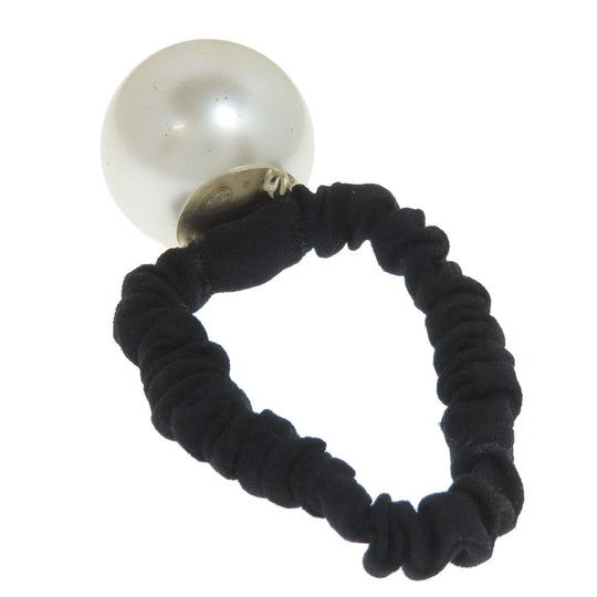 CHANEL Hair rubber Fake Pearl , Rubber , white COCO Mark Big Fake Pearl Women Used Authentic