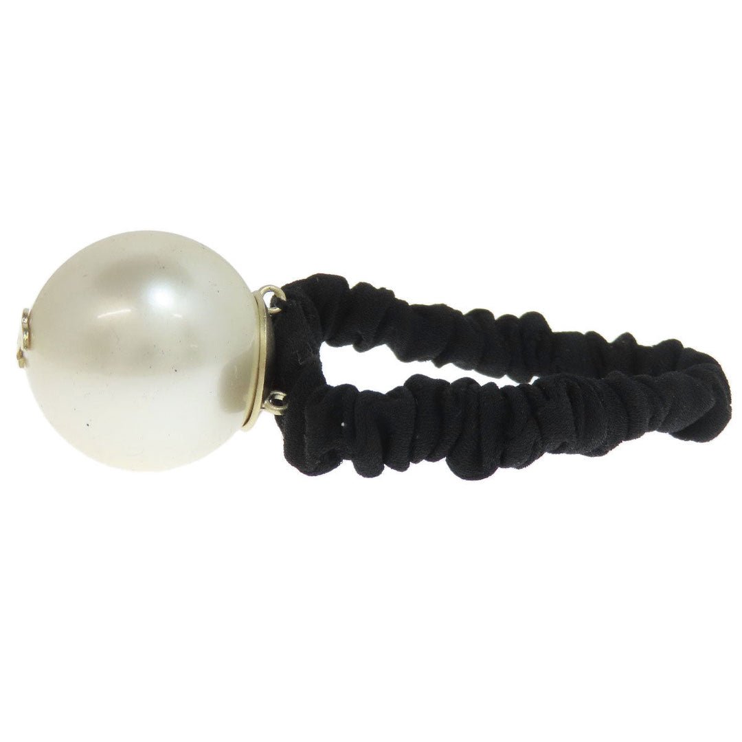CHANEL Hair rubber Fake Pearl , Rubber , white COCO Mark Big Fake Pearl Women Used Authentic