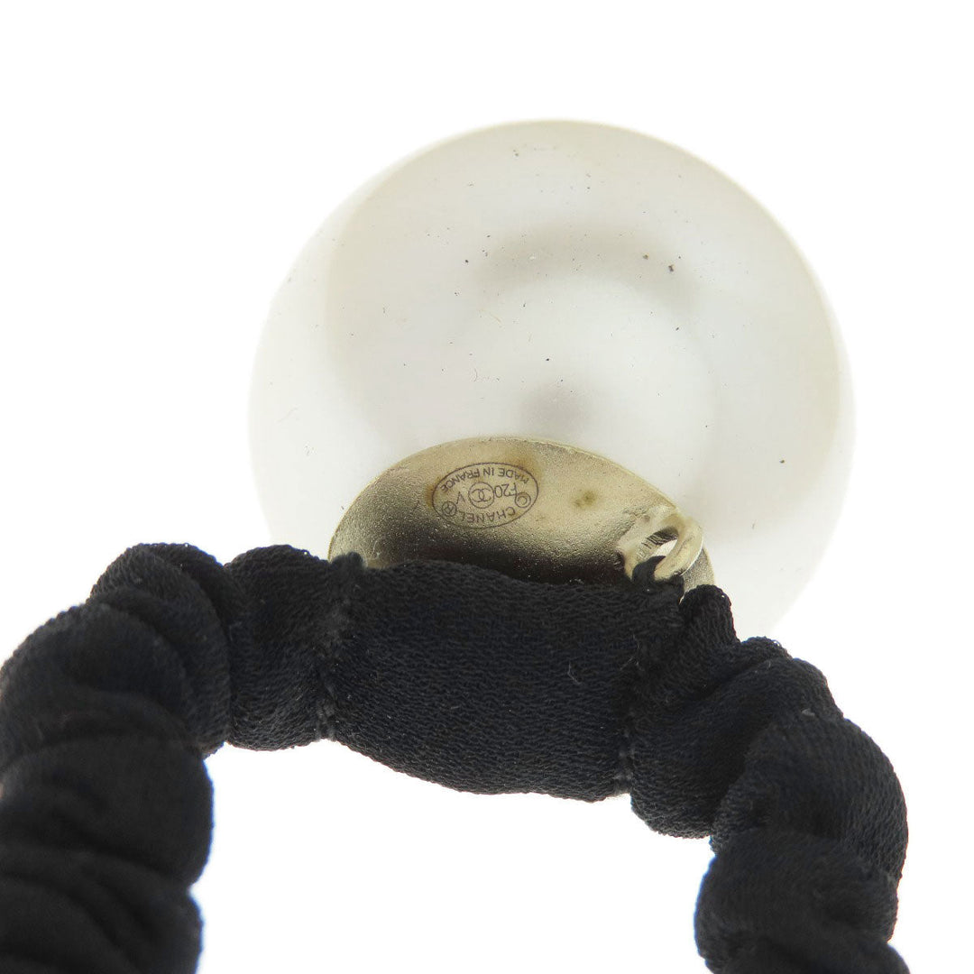 CHANEL Hair rubber Fake Pearl , Rubber , white COCO Mark Big Fake Pearl Women Used Authentic