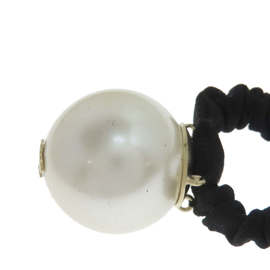 CHANEL Hair rubber Fake Pearl , Rubber , white COCO Mark Big Fake Pearl Women Used Authentic