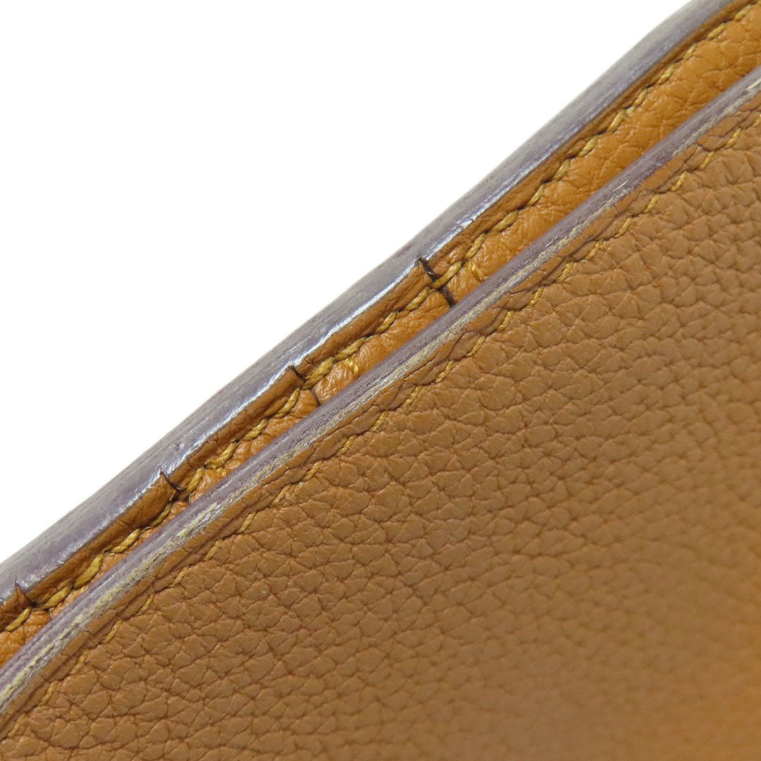 HERMES Long Wallet Purse Taurillon Clemence Brown Dogon Long SilverMetal Women Used Authentic