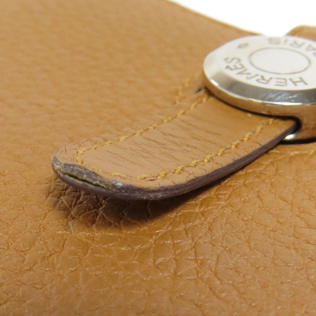 HERMES Long Wallet Purse Taurillon Clemence Brown Dogon Long SilverMetal Women Used Authentic