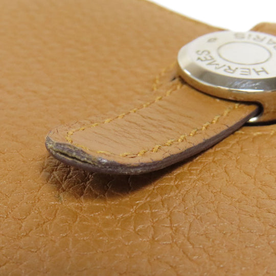 HERMES Long Wallet Purse Taurillon Clemence Brown Dogon Long SilverMetal Women Used Authentic
