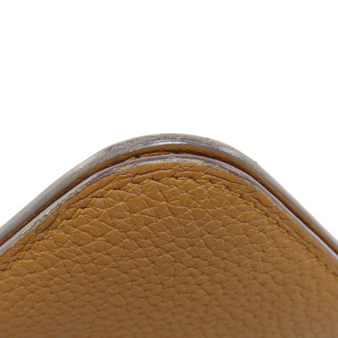 HERMES Long Wallet Purse Taurillon Clemence Brown Dogon Long SilverMetal Women Used Authentic