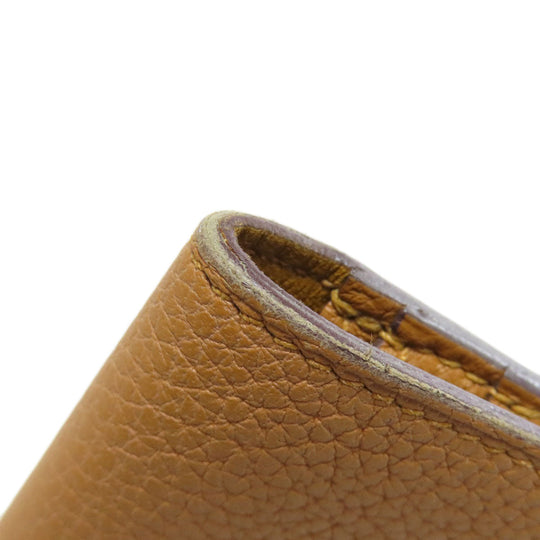 HERMES Long Wallet Purse Taurillon Clemence Brown Dogon Long SilverMetal Women Used Authentic
