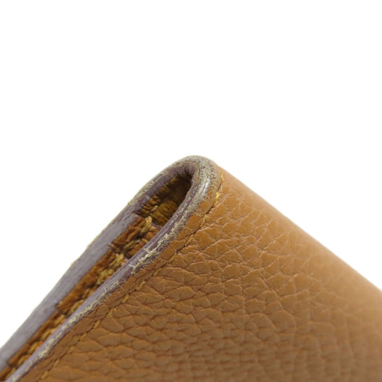 HERMES Long Wallet Purse Taurillon Clemence Brown Dogon Long SilverMetal Women Used Authentic