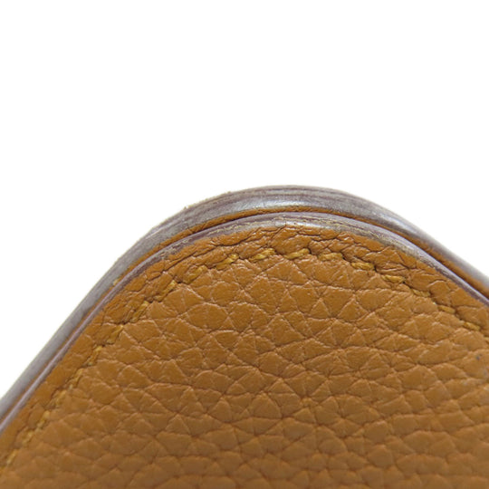 HERMES Long Wallet Purse Taurillon Clemence Brown Dogon Long SilverMetal Women Used Authentic