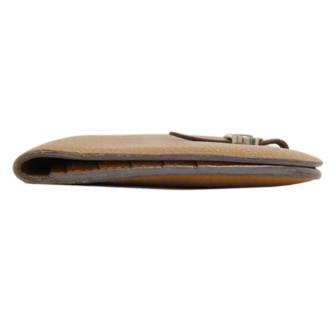 HERMES Long Wallet Purse Taurillon Clemence Brown Dogon Long SilverMetal Women Used Authentic