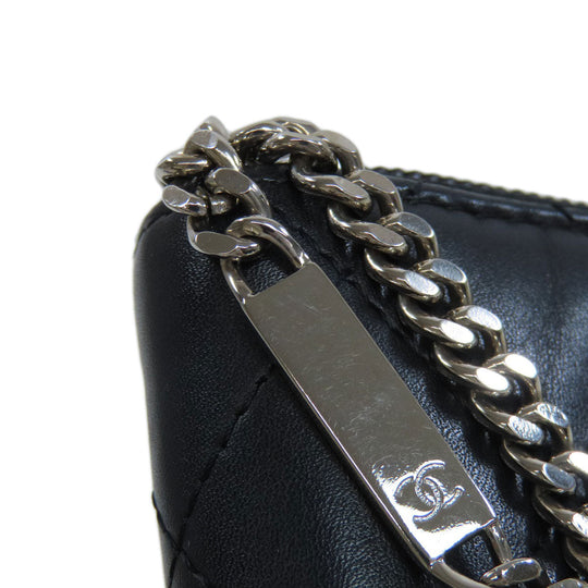 CHANEL Long Wallet Purse Calfskin black Cambon Line SilverMetal