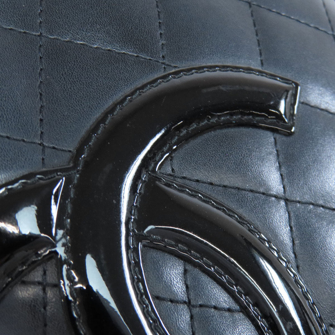 CHANEL Long Wallet Purse Calfskin black Cambon Line SilverMetal