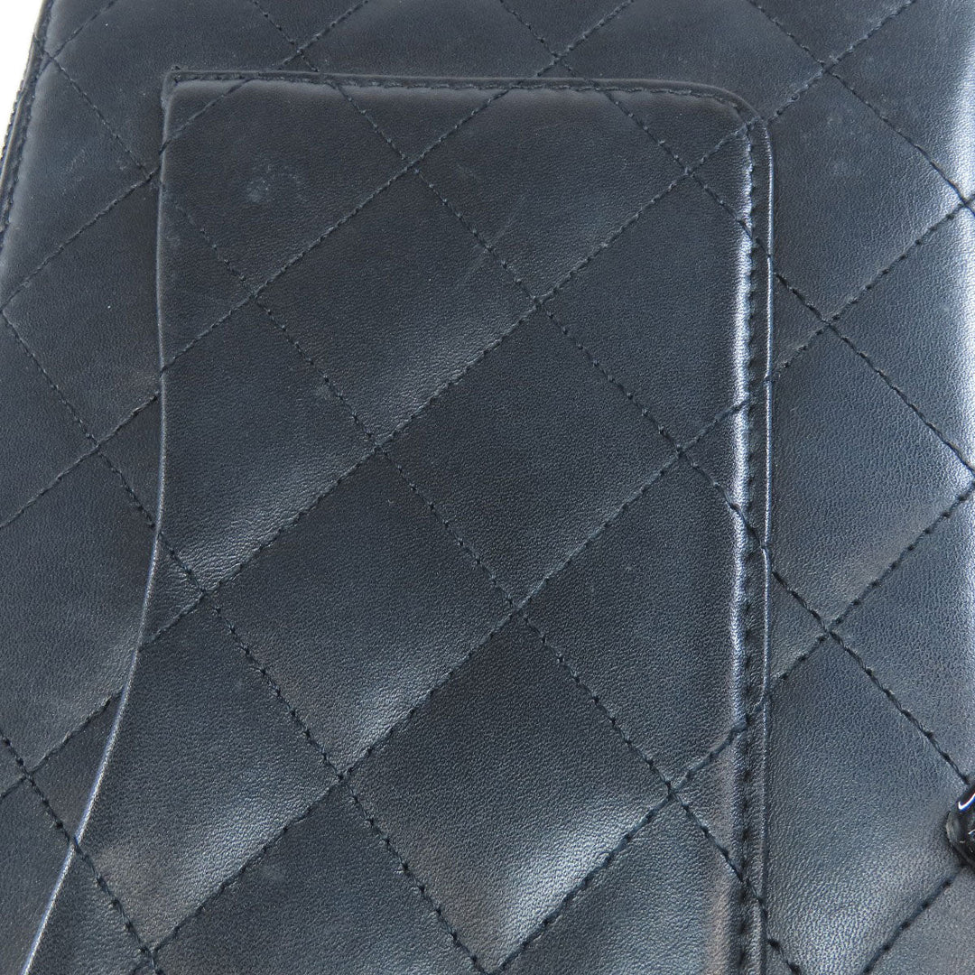 CHANEL Long Wallet Purse Calfskin black Cambon Line SilverMetal