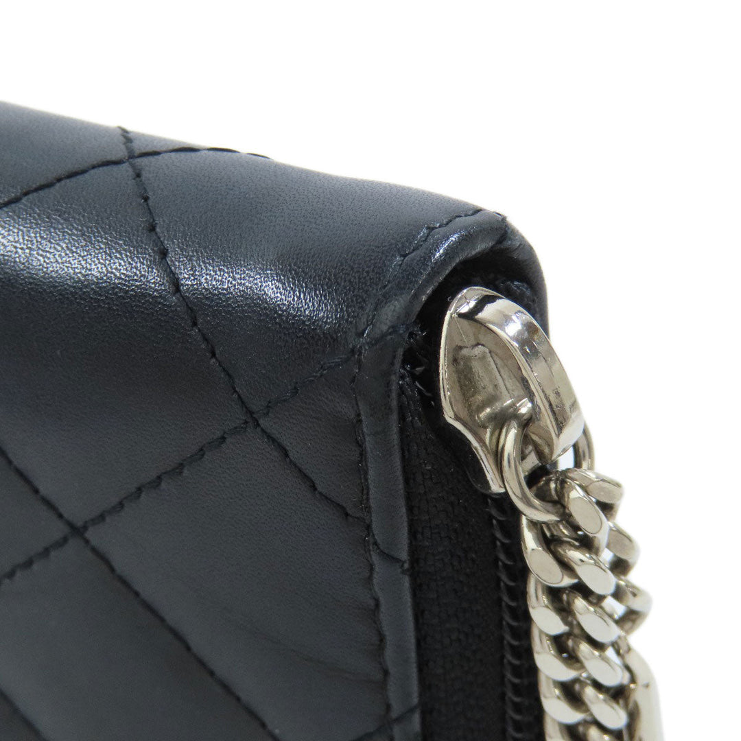 CHANEL Long Wallet Purse Calfskin black Cambon Line SilverMetal