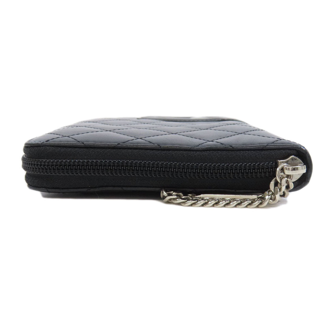 CHANEL Long Wallet Purse Calfskin black Cambon Line SilverMetal