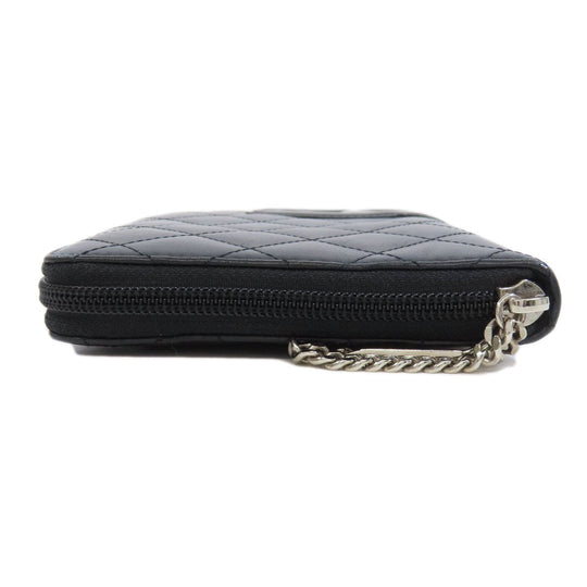 CHANEL Long Wallet Purse Calfskin black Cambon Line SilverMetal