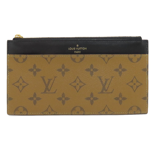 LOUIS VUITTON Long Wallet Purse M80390 Monogram reverse Brown Slim purse Women Used Authentic