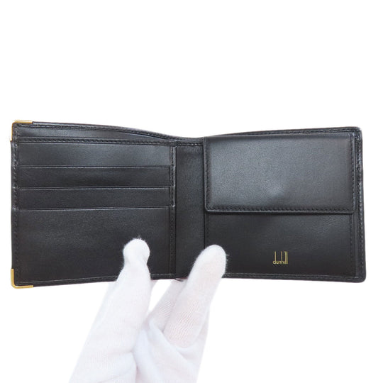 Dunhill Bifold Wallet leather black logo mens Used Authentic