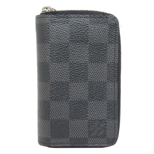 LOUIS VUITTON Coin case N63076 Damier canvas black Zippy coin purse mens Used Authentic