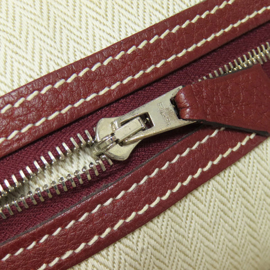 HERMES Tote Bag Taurillon Clemence Red Garden Party PM SilverMetal Women Used Authentic