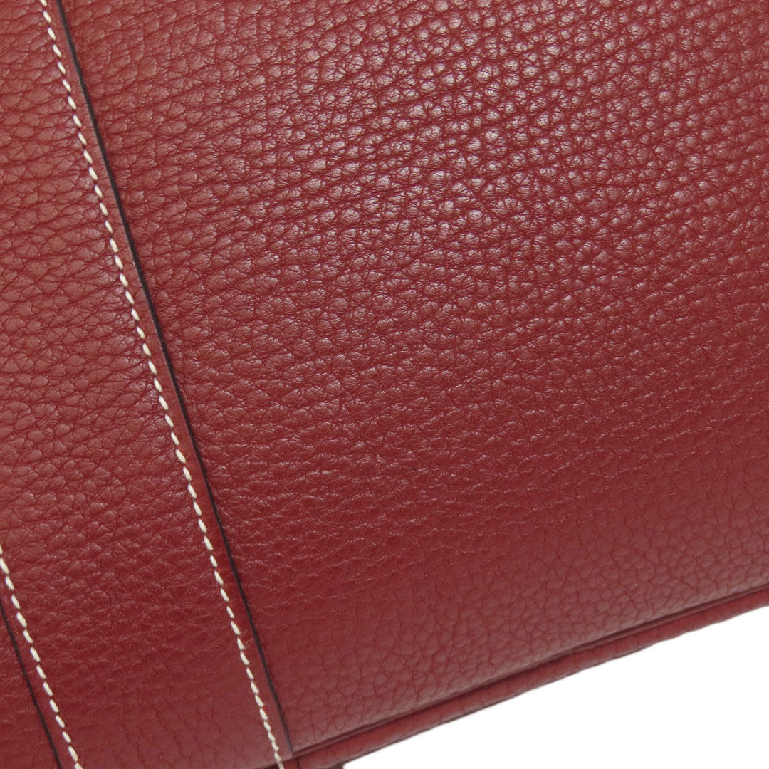 HERMES Tote Bag Taurillon Clemence Red Garden Party PM SilverMetal Women Used Authentic