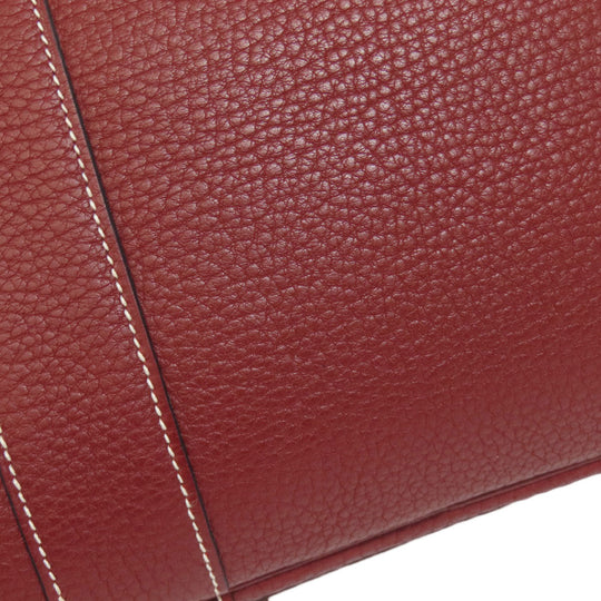 HERMES Tote Bag Taurillon Clemence Red Garden Party PM SilverMetal Women Used Authentic