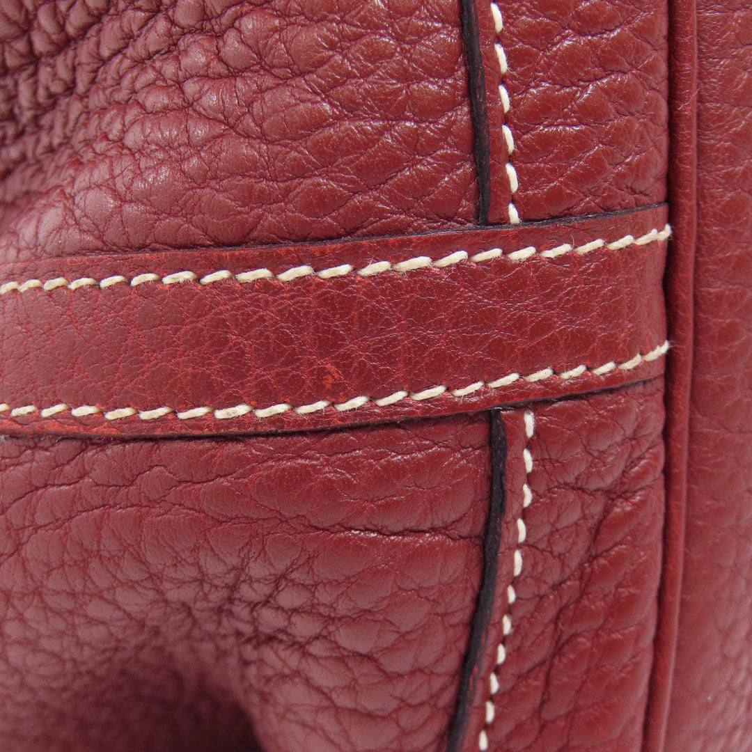 HERMES Tote Bag Taurillon Clemence Red Garden Party PM SilverMetal Women Used Authentic